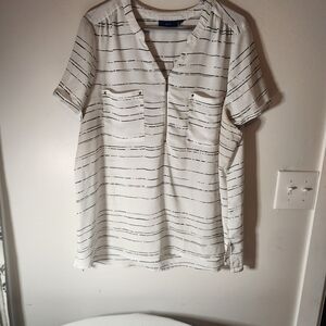 Apt. 9 White and Black Striped Blouse